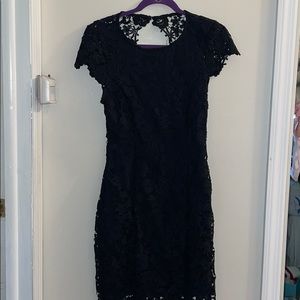 Romance Language Black Backless Lace Dress